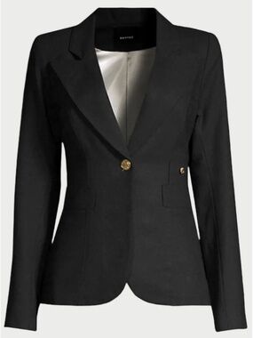Smythe Duchess Classic Blazer Women's 8 Black Wool Button Long Sleeve